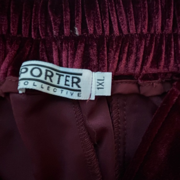THE PORTER COLLECTIVE  Guidara velvet pants, burgundy color, size 1X. NWOT - Picture 10 of 11